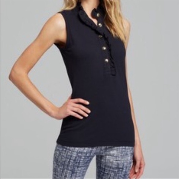Tory Burch Tops - Tory Burch Lidia Sleeveless Ruffled Polo. Size  XL